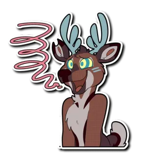 😛 cerf, animal, autocollant, dessin animé telegram sticker