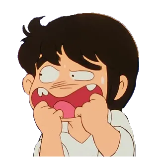😖 cartoon, anime, expression, shocked, worry, fear, character, animation telegram sticker