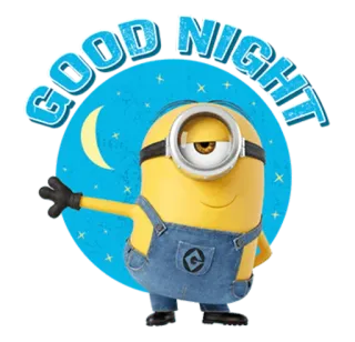 😴 Minion Despicable Me GOOD NIGHT minion, good night, cartoon, moon, stars, greeting telegram sticker