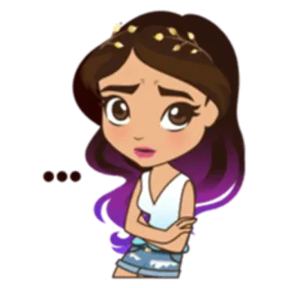 😐 ... cartoon, girl, character, cute, sticker telegram sticker
