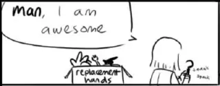 ✋ man, I am awesome replacement hands comic, cartoon, funny, hands, box, awesome telegram sticker