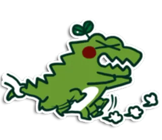 🐊 Dessin animé, Dinosaure, Vert, Plante, Mignon telegram sticker