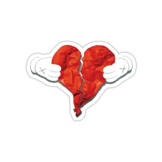 💔 hati, patah hati, cinta, sedih, KAWS, seni telegram sticker