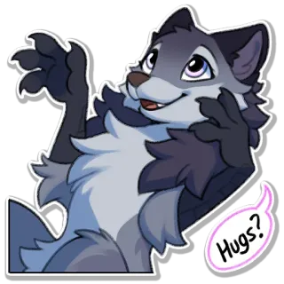 😉 Hugs? wolf, animal, furry, cute, hugs telegram sticker