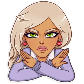 🙅 wanita, marah, ekspresi, kartun, ilustrasi, tidak, berhenti telegram sticker