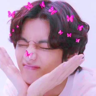 😚 คน, ผีเสื้อ, ใบหน้า, ยิ้ม, น่ารัก, สีชมพู telegram sticker