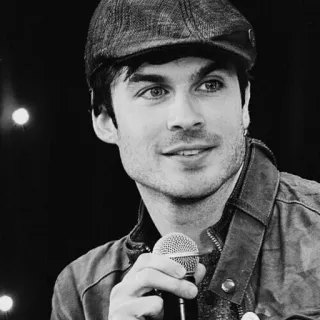 ⚫️ Ian Somerhalder 俳優, 有名人, 男性, ポートレート, 白黒 telegram sticker