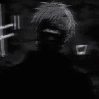 🖤 anime, dark, grayscale, art, glitch whatsapp sticker