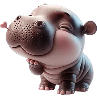 😘 kuda nil, binatang, imut, kartun, bayi kuda nil telegram sticker