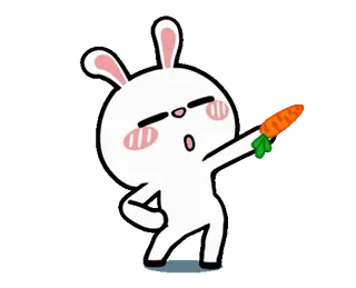 🥕 kelinci, wortel, binatang, imut, kartun, kelinci, bahagia, makanan telegram sticker