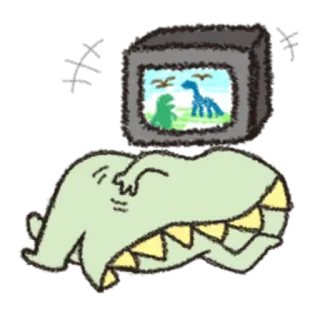 🎋 dinosaure, télé, dessin animé, dormir, reptile telegram sticker