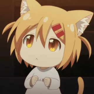 😶 ふっくら アニメ, 猫, ネコ, 可愛い, ちび, かわいい, 猫耳 whatsapp sticker