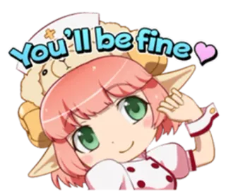 💊 You'll be fine anime, cute, nurse, optimistic, encouragement, sheep telegram sticker