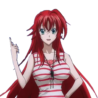 😺 anime, garota, cabelo ruivo, sorriso, apontando telegram sticker