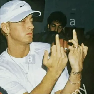🤠 Eminem eminem, dedo do meio, rapper, gesto ofensivo, música, pessoa, homem whatsapp sticker