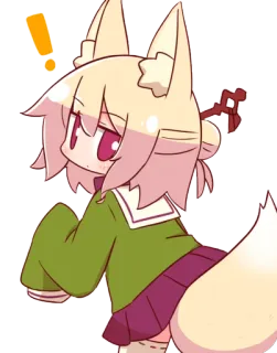 ❗️ Anime, Lindo, Chica zorro, Kawaii, Signo de exclamación, Pelo rubio telegram sticker
