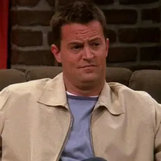 🤨 Chandler Bing Friends Chandler, Przyjaciele, serial TV, Matthew Perry, śmieszne, sitcom telegram sticker