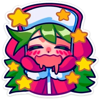 🤤 Мультфильм, Каваи, Милый, Стикер, Чиби, Рождество, Праздник, Праздничный telegram sticker