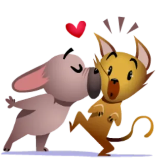 😘 animais, amor, coração, afeição, desenho animado telegram sticker