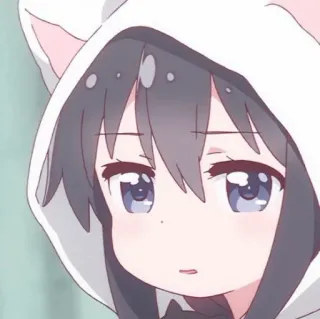 😶 애니메이션, 소녀, 카와이, 귀여운, 후드티, 고양이 귀 telegram sticker