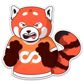 😠 แพนด้าแดง, โกรธ, การ์ตูน, สัตว์, น่ารัก, สติกเกอร์ telegram sticker