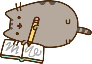 🎨 Pusheen cat, writing, drawing, cute, notebook, pencil telegram sticker