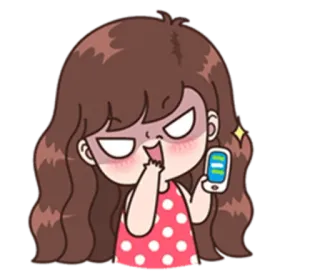 👺 Dessin animé, Fille, En colère, Téléphone portable telegram sticker