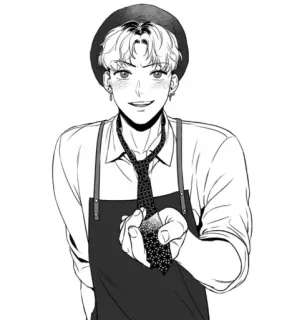 😏 Anime, Homem, Retrato, Monocromático, Gravata telegram sticker