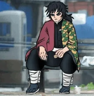 😐 Giyu Tomioka Demon Slayer 动漫, 富冈义勇, 鬼灭之刃, 漫画, 角色 whatsapp sticker