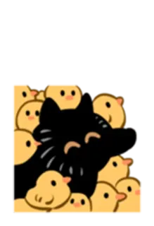 😙 动物, 小鸡, 卡通, 可爱, 黑猫 telegram sticker