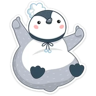 👍 pinguïn, schattig, dier, sticker, cartoon, kawaii telegram sticker