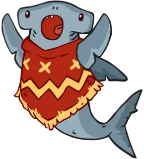 😱 shark, cartoon, poncho, animal, cute telegram sticker
