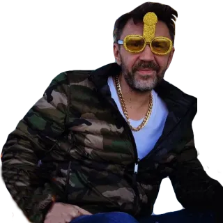 🤓 homem, óculos de sol, engraçado, ouro, piada, adulto telegram sticker