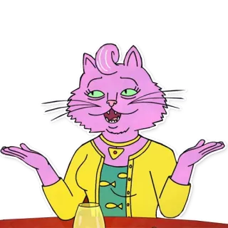 🍷 Princess Carolyn BoJack Horseman кот, мультфильм, Принцесса Кэролин, Конь БоДжек, животное, наклейка telegram sticker