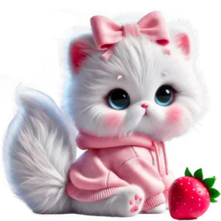 🥹 고양이, 새끼 고양이, 귀여운, 동물, 딸기, 카와이, 스티커, 폭신한 whatsapp sticker