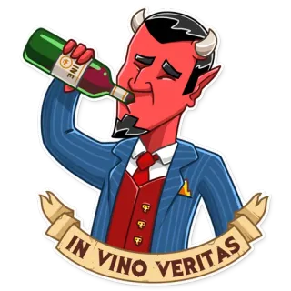 🍷 IN VINO VERITAS diabo, vinho, álcool, beber, sátira, desenho animado, in vino veritas telegram sticker