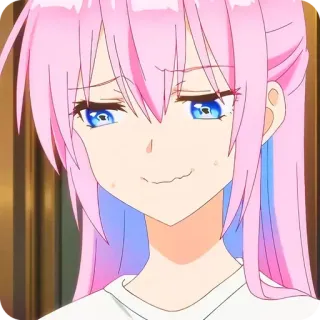 🙂 Furuhashi Fumino We Never Learn animé, fille, mignon, cheveux roses, souriant, sourire narquois telegram sticker