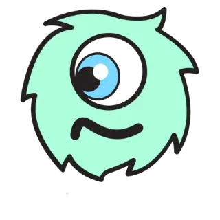 😕 monstruo, dibujos animados, ojo, un ojo, lindo, peludo, esponjoso, pegatina telegram sticker