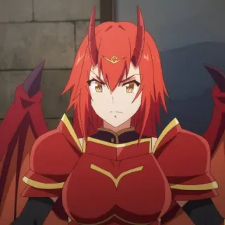 😠 anime, red hair, armor, demon, female character telegram sticker