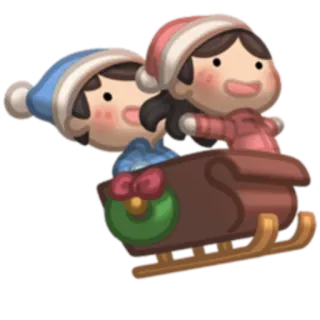 ⛄️ kerst, slee, vakantie, winter, koppel, schattig, feestelijk, cartoon telegram sticker