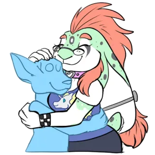 ❤️ furry, hug, cute, cartoon, anthro telegram sticker