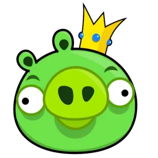 👑 свинья, король свиней, angry birds, мультфильм, зеленый, корона telegram sticker