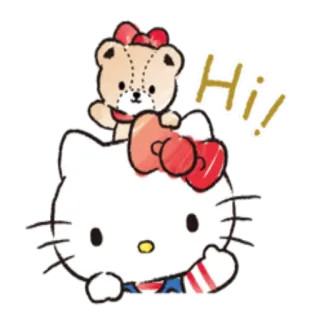🙃 Hello Kitty Hi! hello kitty, mignon, dessin animé, ours, salutation telegram sticker