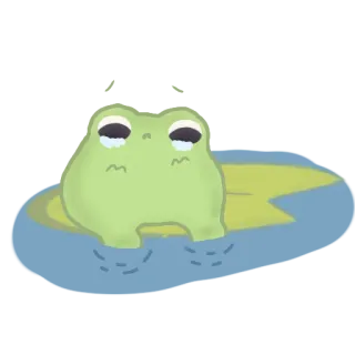 😭 rana, triste, piangere, stagno, animale, verde telegram sticker