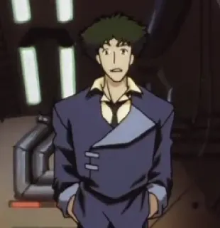 😧 Spike Spiegel Cowboy Bebop Anime, Dibujos animados, Ciencia ficción, Western espacial, Personaje, Spike Spiegel telegram sticker