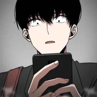 ⚰ Anime, Man, Telefoon, Geschrokken telegram sticker