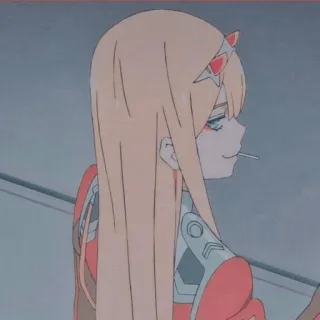 😏 Zero Two Darling in the Franxx Anime, Dziewczyna, Postać, Lizak, Zero Two telegram sticker