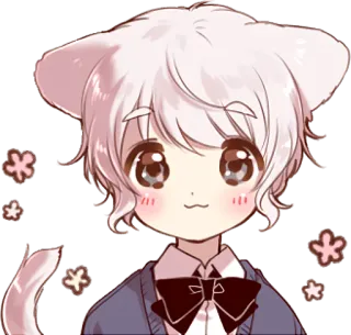 Cute cat ear boy :: @line_stickers whatsapp stickers