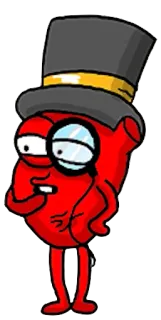 ❤ hati, kartun, monokel, topi tinggi, formal, karakter whatsapp sticker