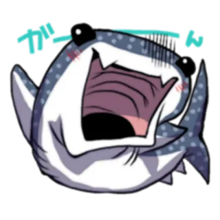 😰 ガーン Tiburón, Tiburón ballena, Dibujos animados, Japonés, Anime, Manga telegram sticker
